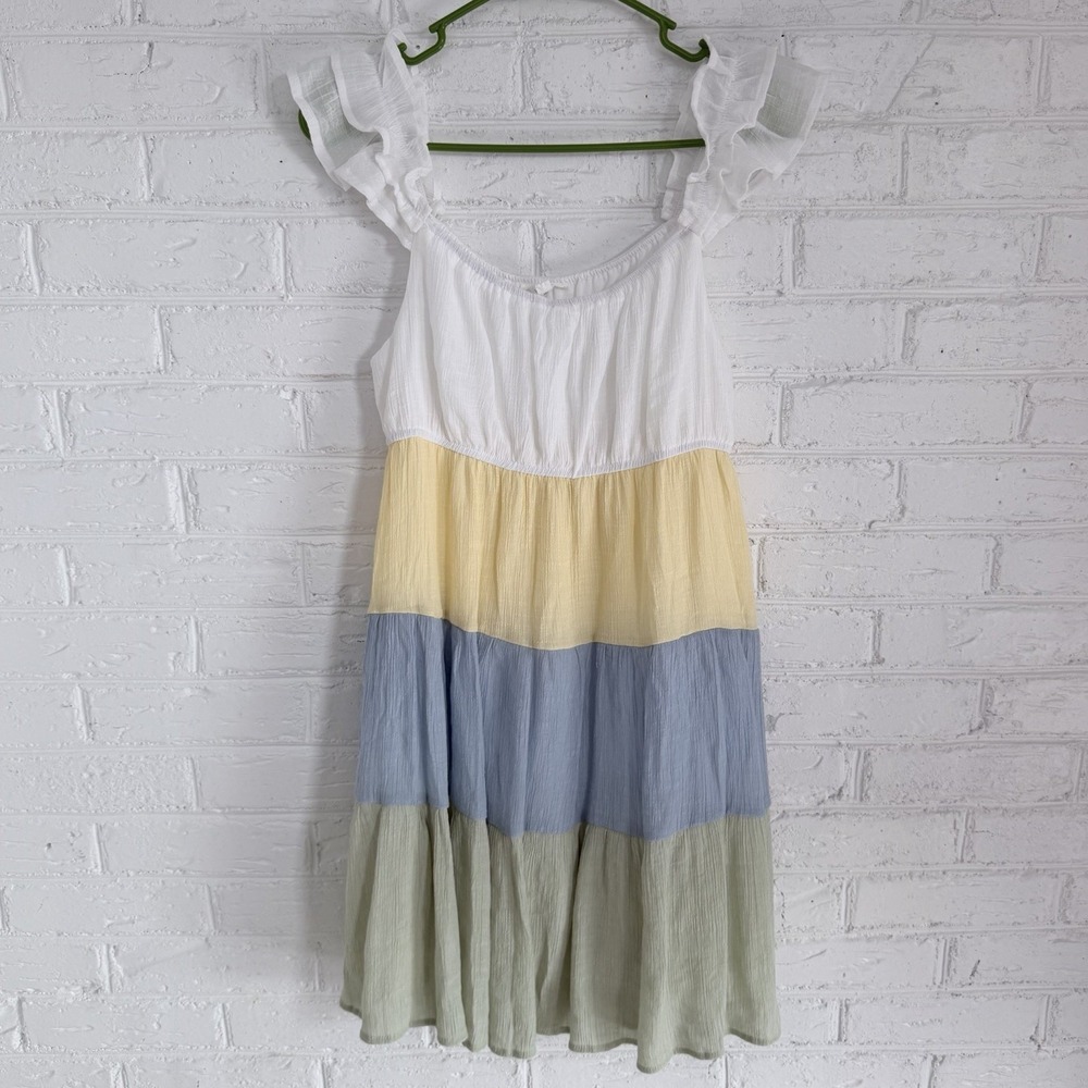 Colorblock Dress with‎ Ruffled Sleeves Blu Pepper Size L